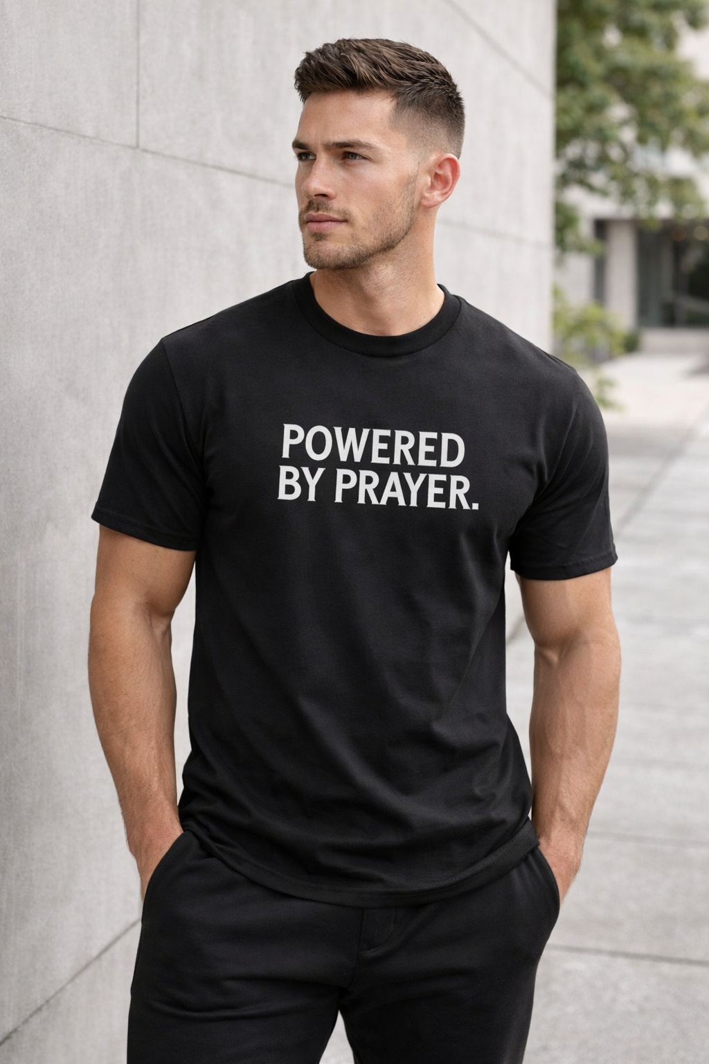 POWERED BY PRAYER Tee