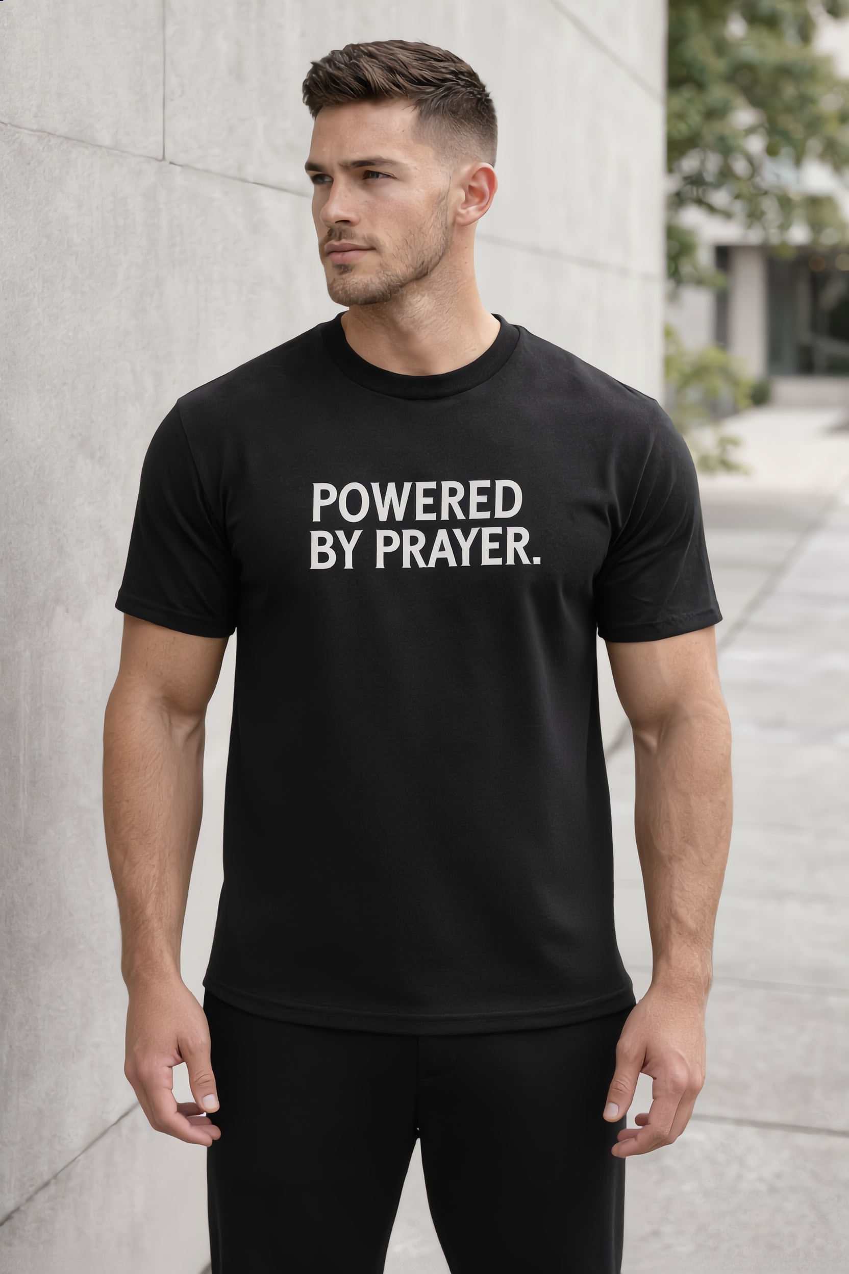 POWERED BY PRAYER Tee