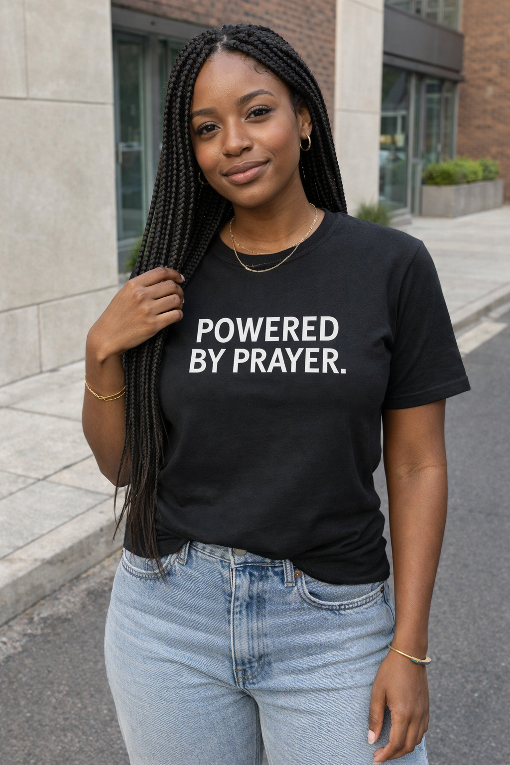 POWERED BY PRAYER Tee