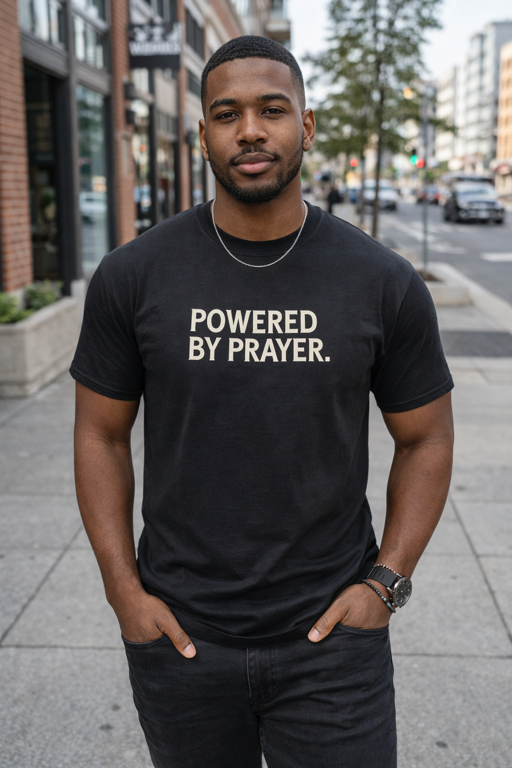 POWERED BY PRAYER Tee